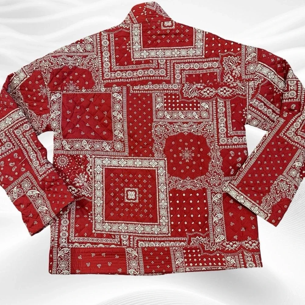 Overlover‎ Laguna Quilted Magic Bandana Red Jacket - Size Small